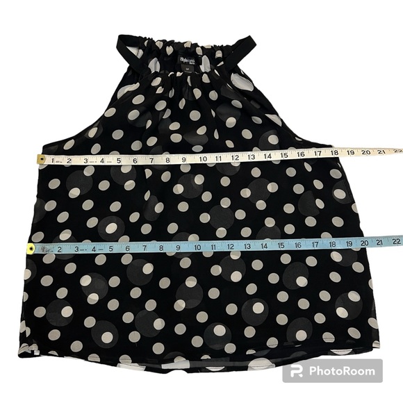 5/$20 Style & Co Silk Polka Dot Bare Shoulder Flowy Top - Picture 3 of 9